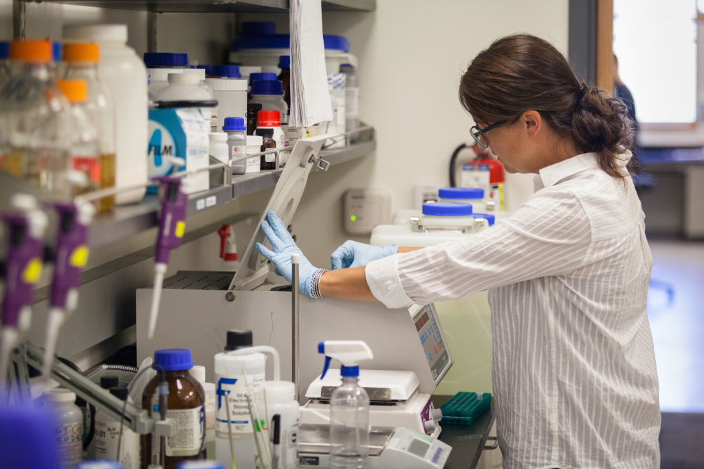 chemistry student working in a lab