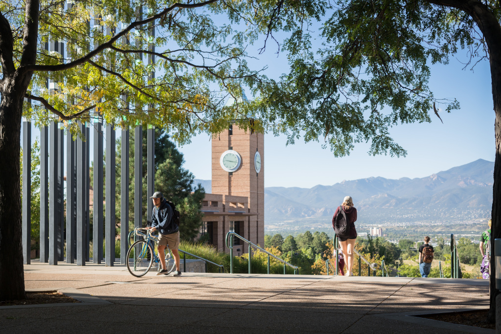 students walking on campus