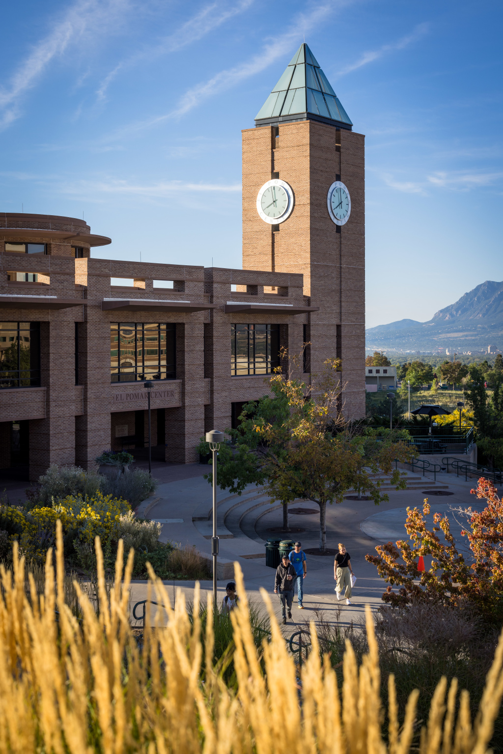 El Pomar Center Clocktower with mountains in the background
